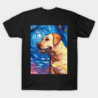 Yellow Labrador Night (portrait) T-Shirt